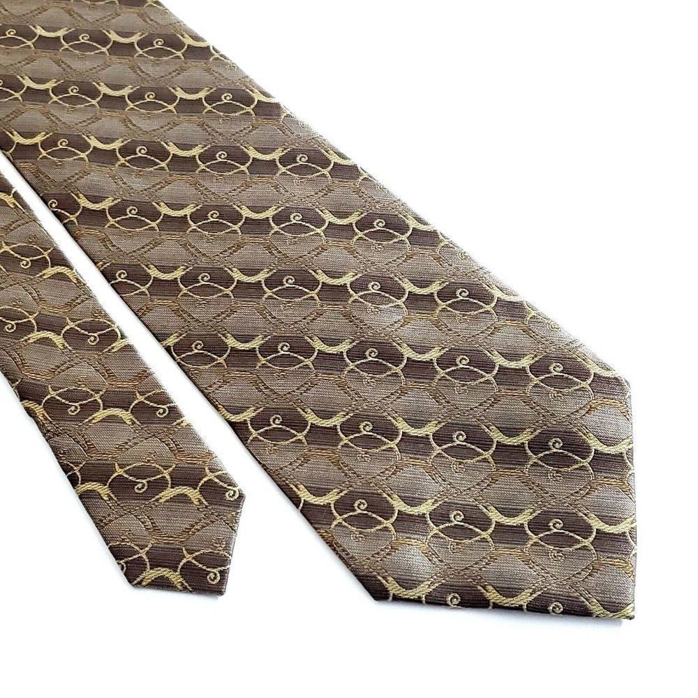 Concepts By Claiborne Woven Brown Tan Geometric Silk Tie